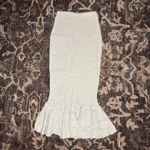 Vici Cream Smocked Pencil Skirt with Ruffle Hem